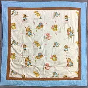 Handmade Childrens Nursery Rhyme Square Quilt Todder Bed‎ Crib Blanket Animals